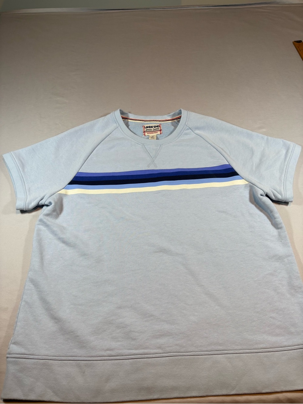 NWOT Lands’ End Serious Sweats Short Sleeve Raglan BlueSweatshirt XL / 18P